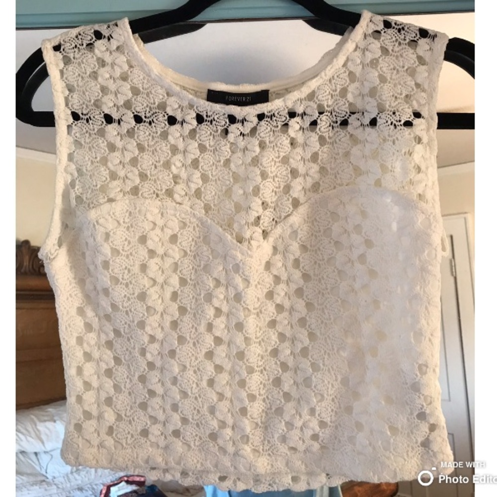 White Forever 21 tank crop top